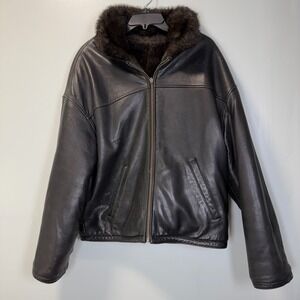 Pelle Studio Wilsons Leather Reversible Faux Fur Jacket Black Brown Womens Small